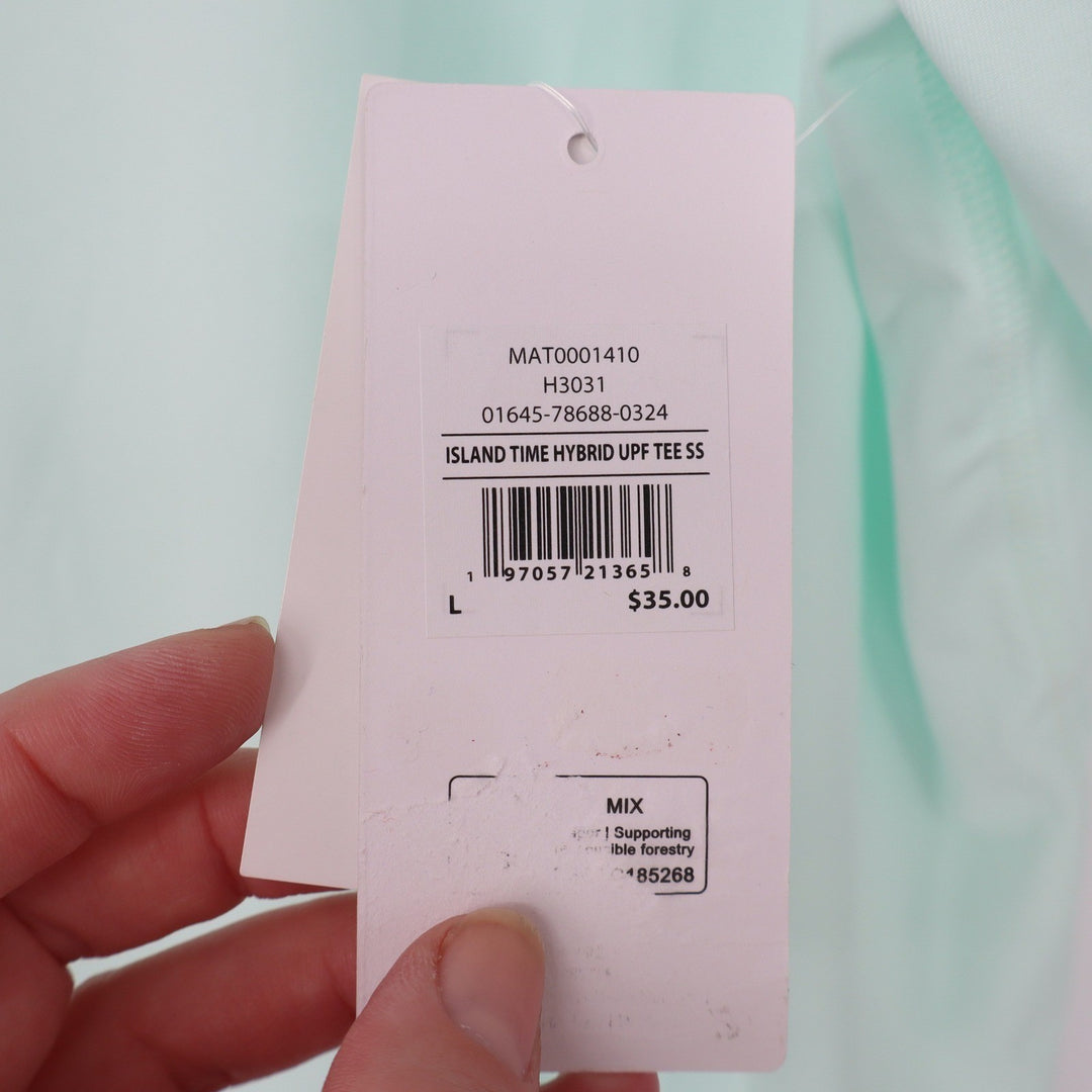 Hurley Mens Island Time Hybrid UPF 50+ Tee Mint Green Short Sleeve Large