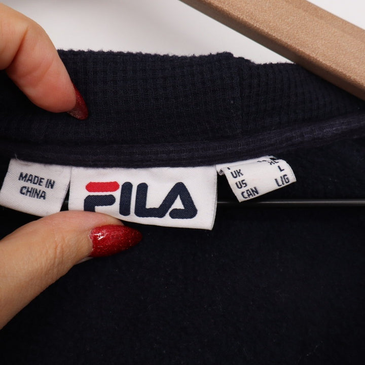 Fila Hoodie Mens Large Midnight Navy Cotton Full Zip Long Sleeve Outdoor Wear