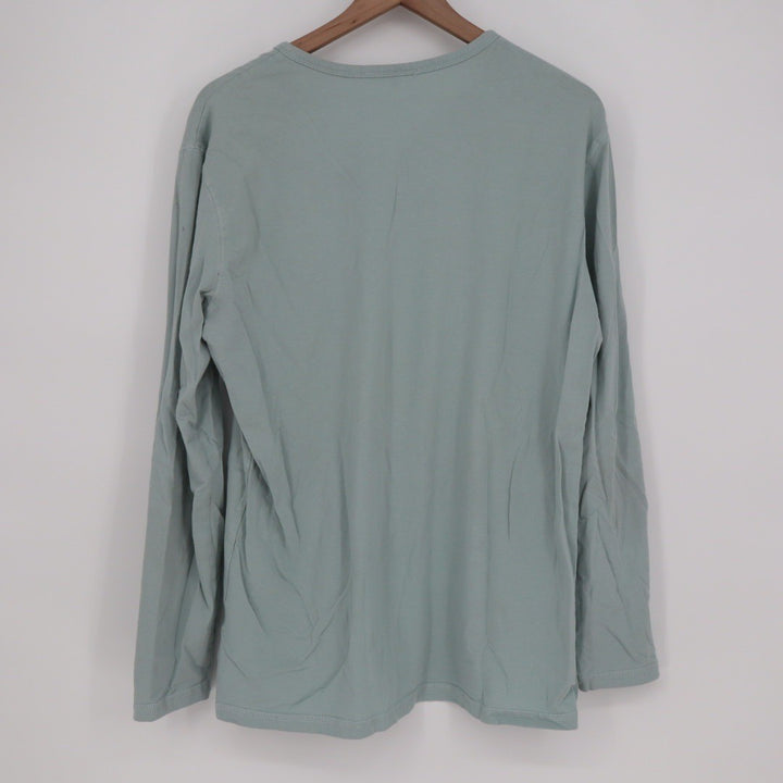 Long Sleeve Henley Shirt Size L Light Blue Cotton Blend Buttons