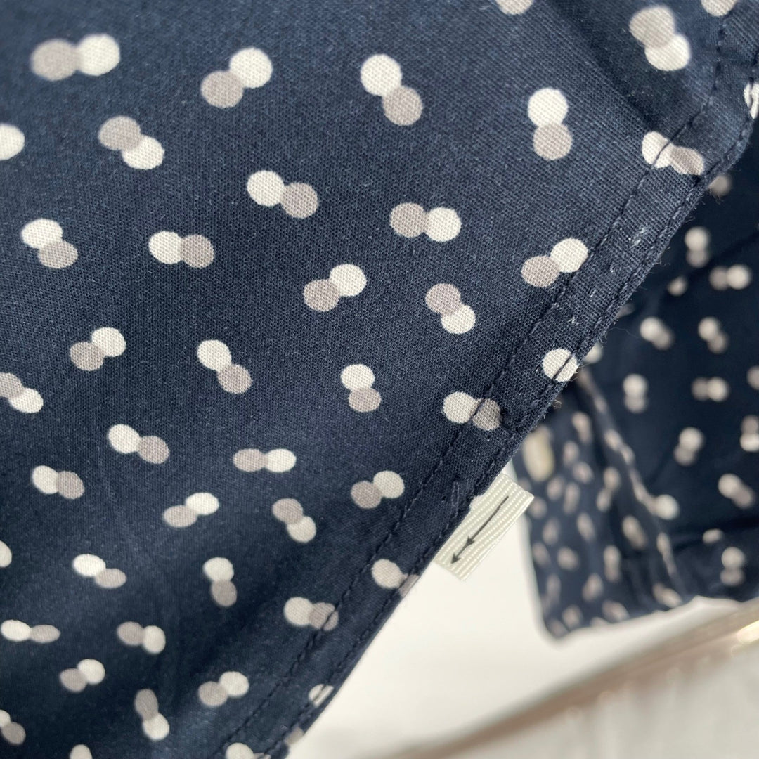Julian Mark Button Down Shirt Navy Blue White Dot Print Long Sleeve Men Size L
