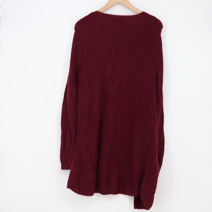 Love Tree Cardigan Womens Large Burgundy Longline Fuzzy Eyelash Excellent