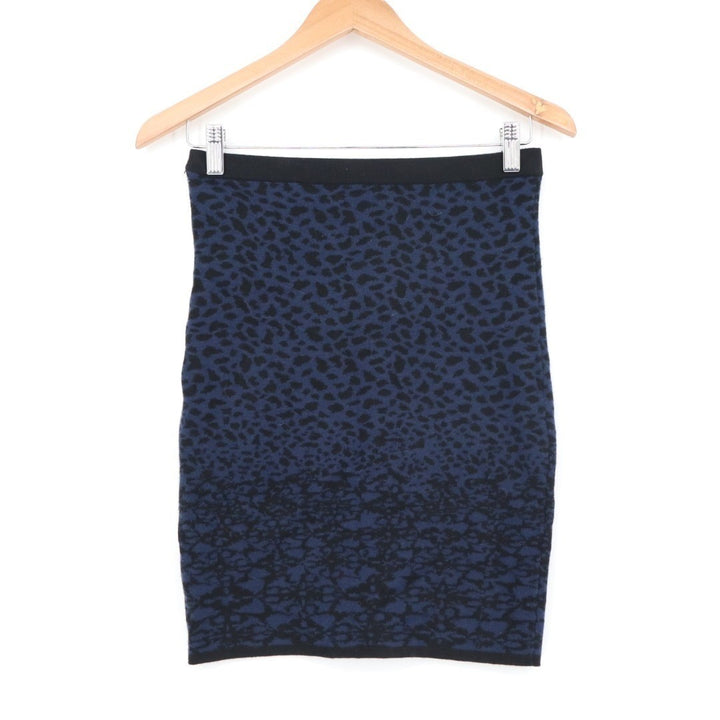 Velvet By Graham & Spencer Pencil Skirt Womens Small Black Blue Leopard Print