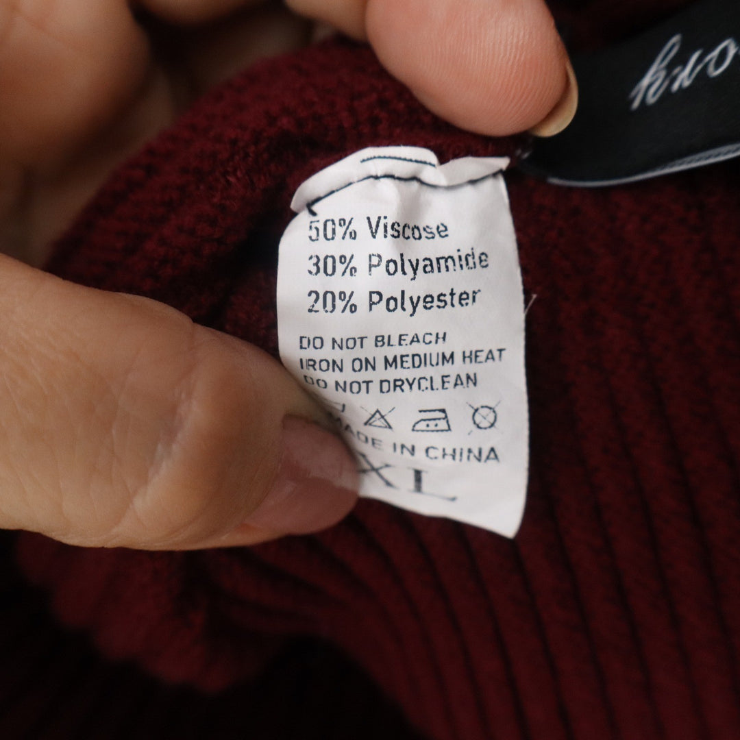 Lilluoxy Womens XL Burgundy Ribbed Turtleneck Oversized Knit Sweater LDC0085