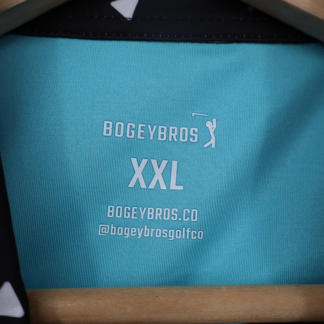 Bogeybros Polo Shirt Mens 2XL Black Printed Stretch Short Sleeve Golf Tennis