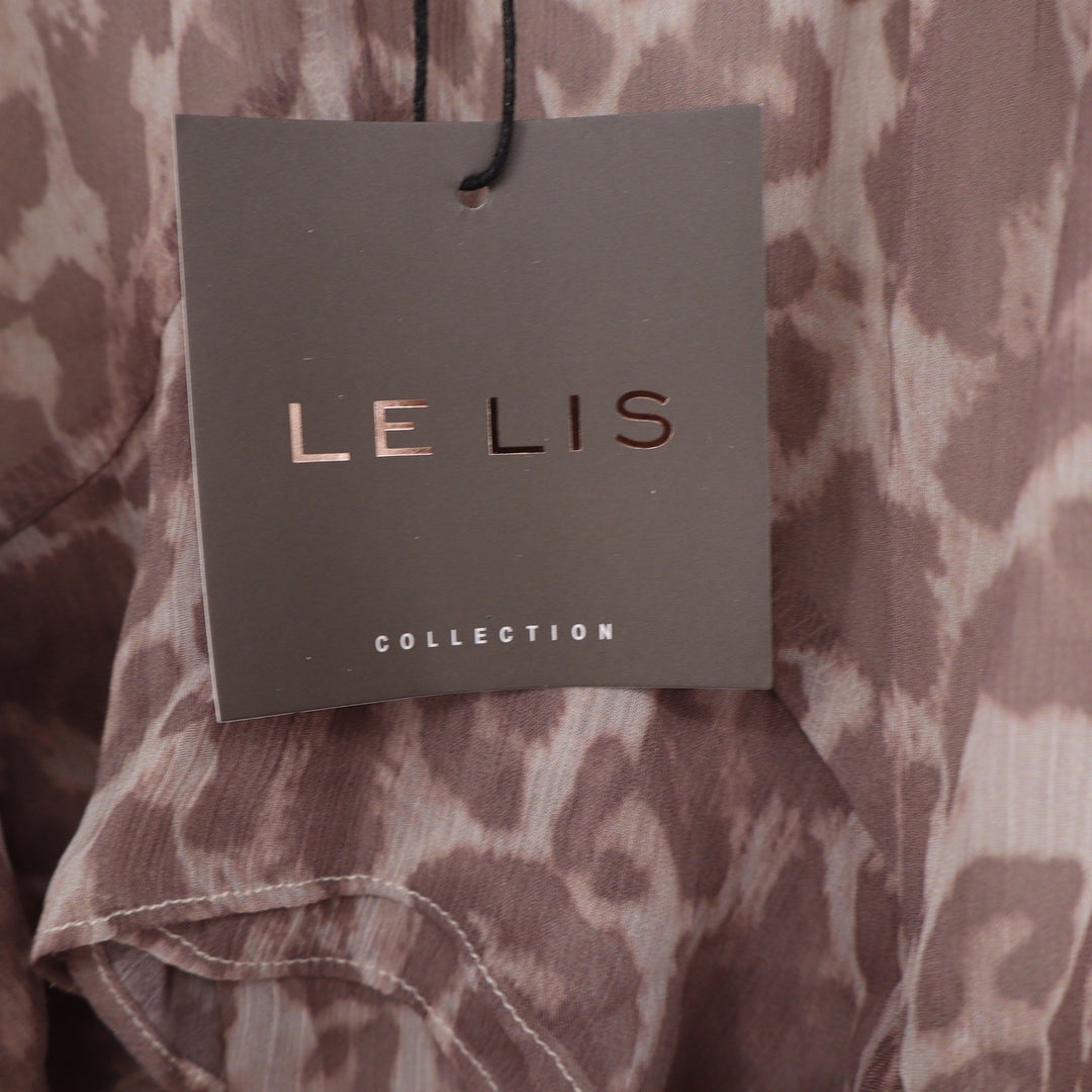 Le Lis Collection Mauve Leopard Print Tiered Ruffle Tie Strap Camisole Top S NEW