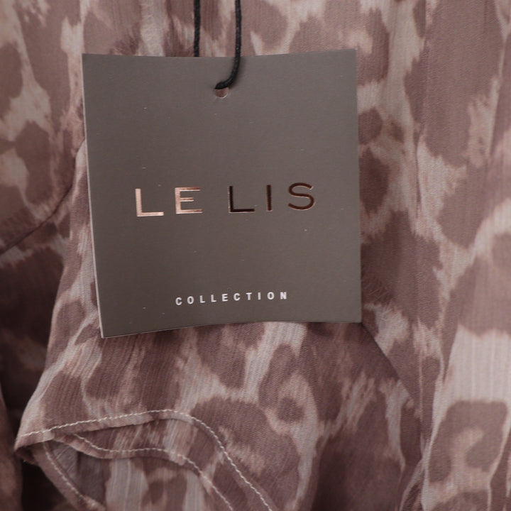 Le Lis Collection Mauve Leopard Print Tiered Ruffle Tie Strap Camisole Top S NEW
