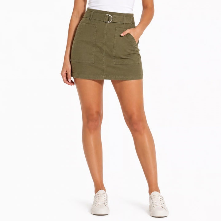Anine Bing Skirt Womens S Utility Mini Olive Green Belted D-Ring Cotton