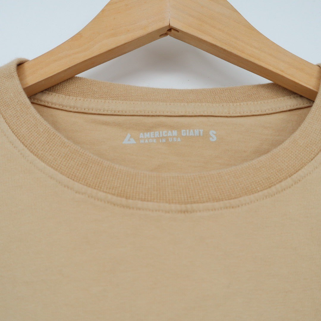 American Giant Men's Classic Cotton Pocket T Shirt Tan Khaki Size S