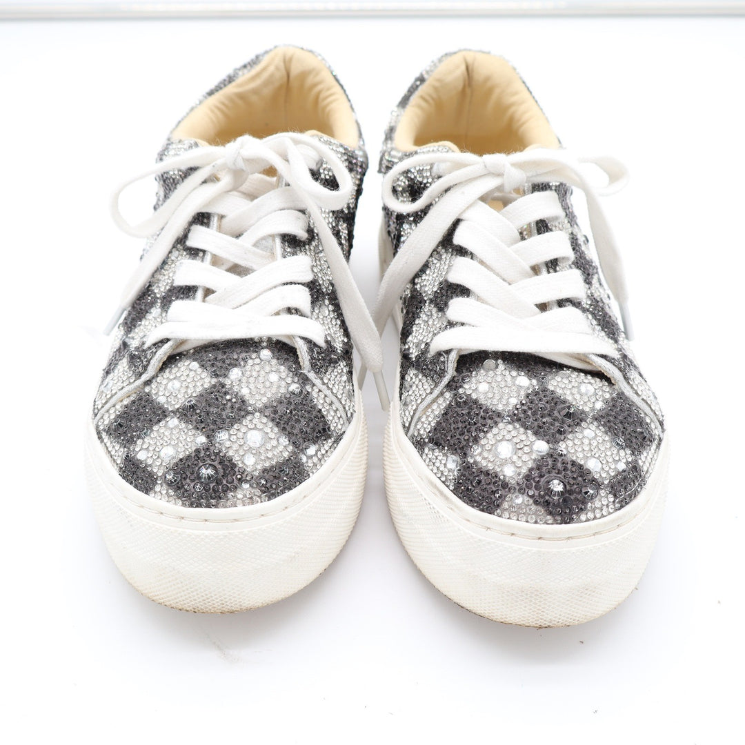 SB-SIDNY Rhinestone Checkered Platform Sneakers Black Silver Size 6M