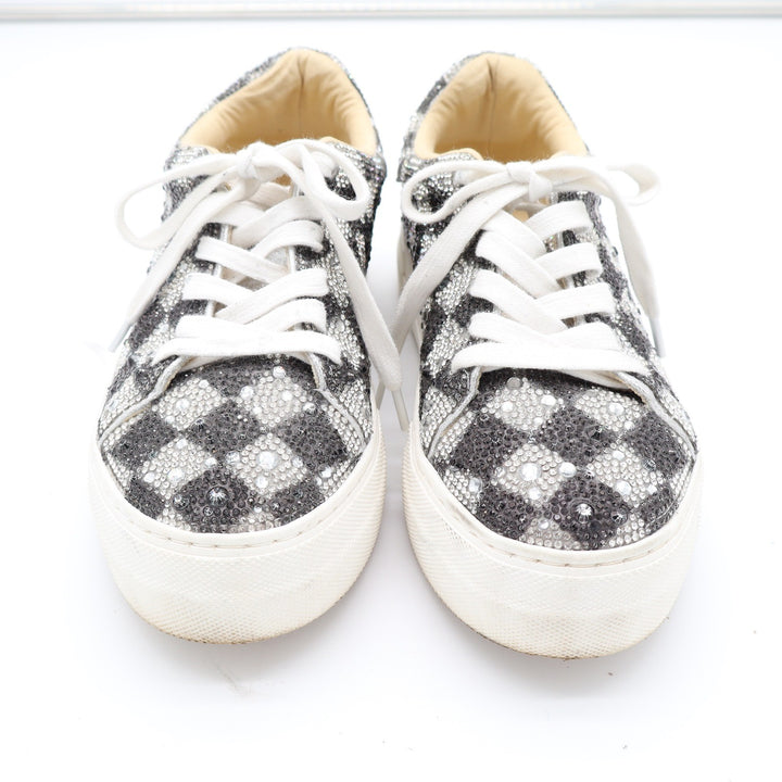 SB-SIDNY Rhinestone Checkered Platform Sneakers Black Silver Size 6M