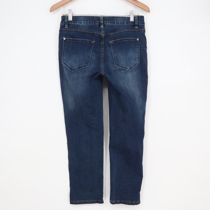 Kensie Jeans Women's 6/28 Dark Wash Cropped Straight Leg Stretch Denim Blue