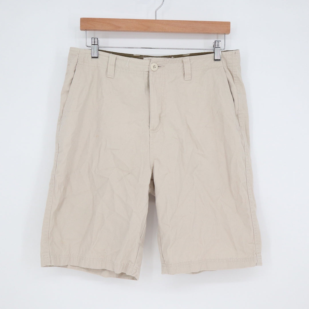 Fossil Mens Khaki Beige Cotton Twill Chino Shorts Size 34 Regular Fit Casual