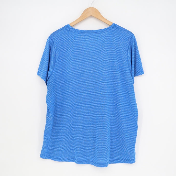 RBX Performance T-Shirt Womens 2X Blue Striped Short Sleeve V-Neck Pullover
