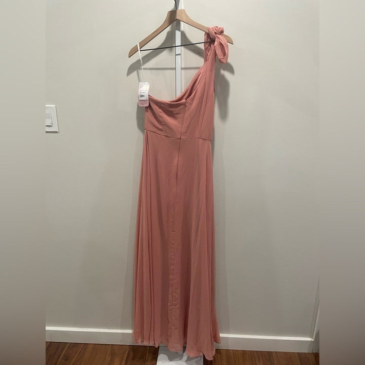 After Six Draped One-Shoulder Maxi Dress With Scarf Bow Size 2