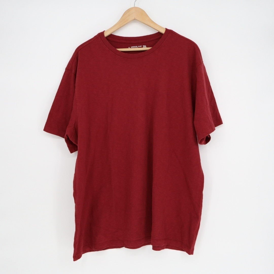 American Giant T-Shirt Mens 2XL Red 100% Cotton Casual Drop Shoulder Crew Neck