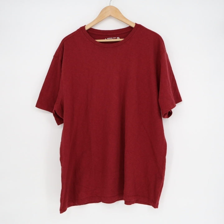 American Giant T-Shirt Mens 2XL Red 100% Cotton Casual Drop Shoulder Crew Neck