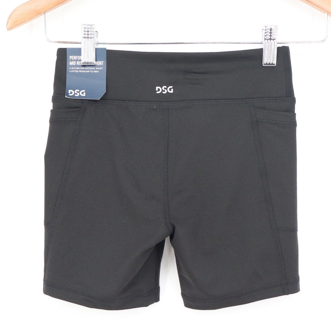 DSG Girls Momentum Bike Short Pure Black Mid Rise XS 8-9 New