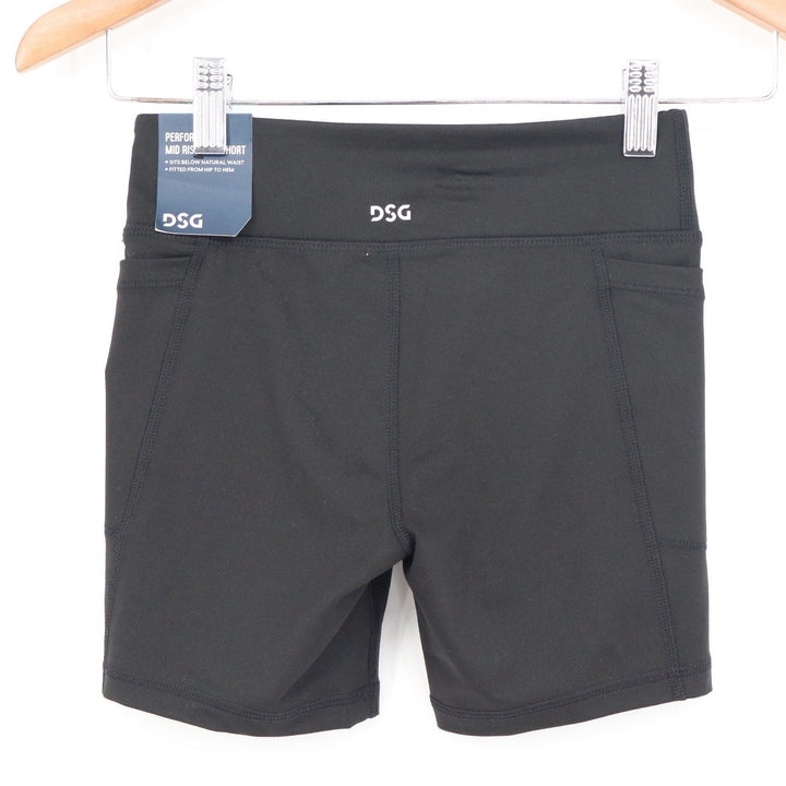 DSG Girls Momentum Bike Short Pure Black Mid Rise XS 8-9 New