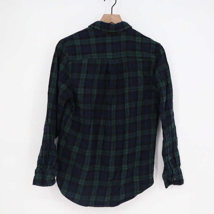 St Johns Bay Mens Plaid Flannel Long Sleeve Button Down Shirt Size S Green Navy