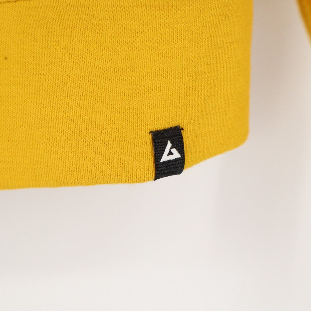 American Giant Hoodie Womens Medium Yellow Full Zip Cotton Logo Fleece Lined Rib