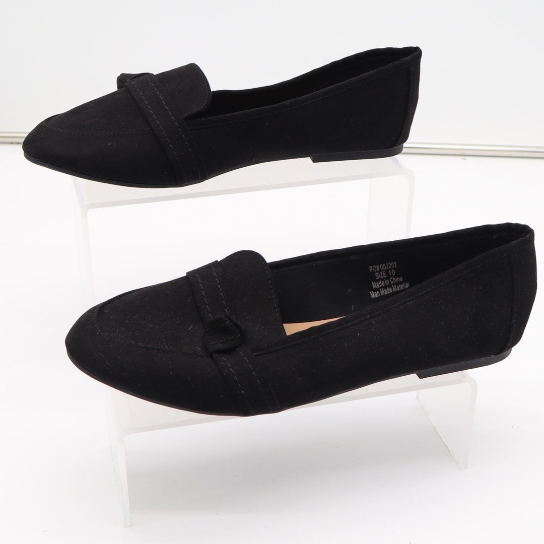 C Label Womens Black Faux Suede Loafers Flats Size 10 Slip On Shoes