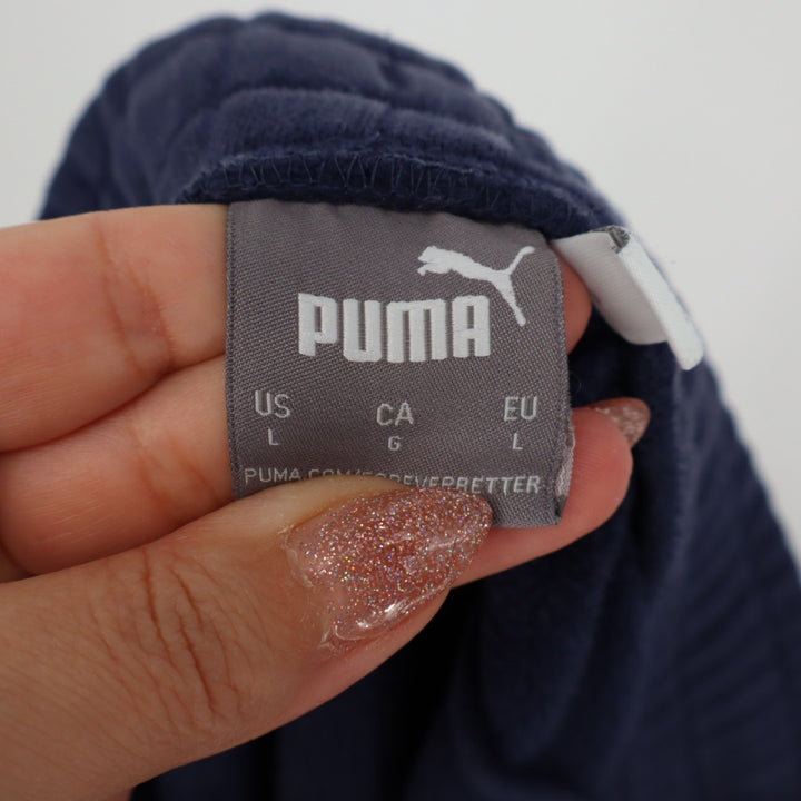 Puma Navy Blue Jogger Sweatpants Embossed Logo Athletic Casual Size L