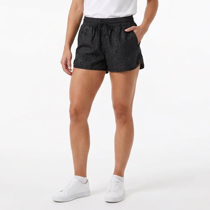 Zyia Active Shorts Womens M Leopard Print Black Athletic Running Excellent