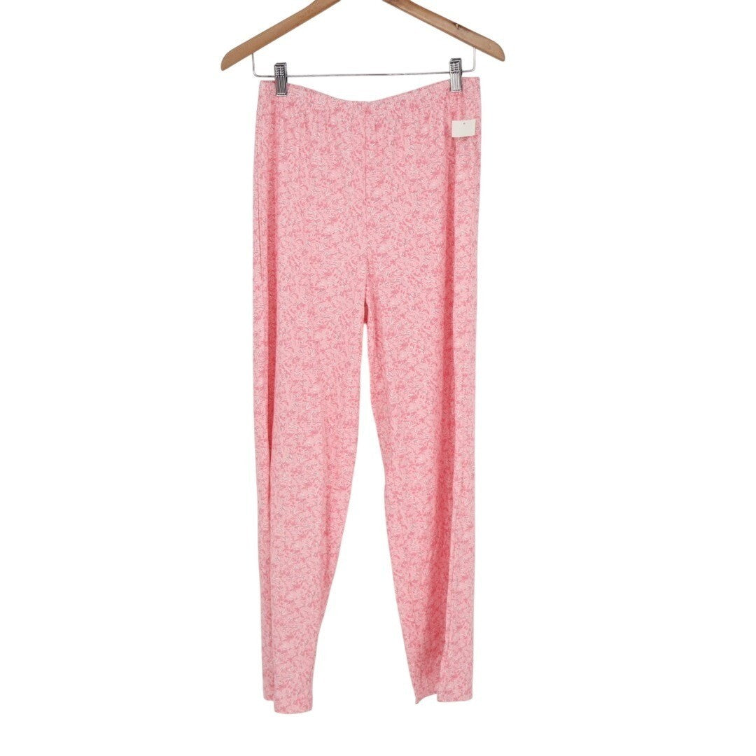 Charter Club Intimates Pajama Pants Womens Small Pink Floral Cotton Straight Leg