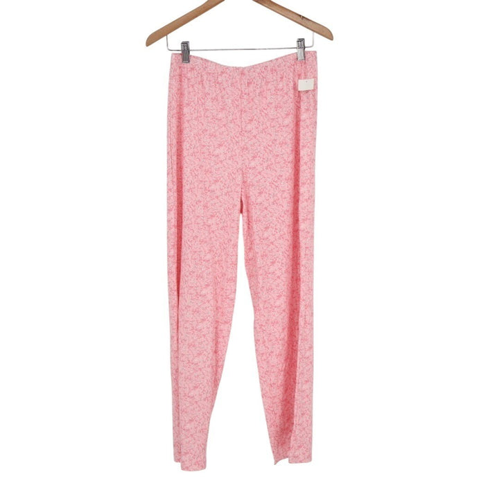 Charter Club Intimates Pajama Pants Womens Small Pink Floral Cotton Straight Leg