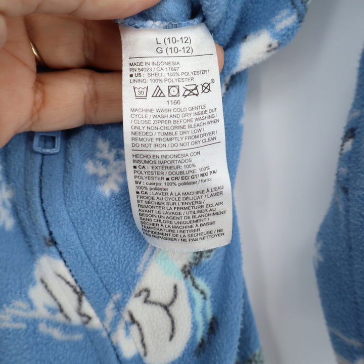 Old Navy Kids Blue Fleece Polar Bear Narwhal Hooded Union Suit Pajamas L 10-12