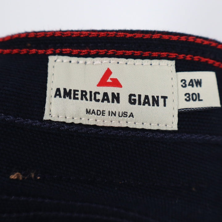 American Giant Roughneck Jeans Men 34X30 Blue Canvas Cotton Stretch Straight Leg