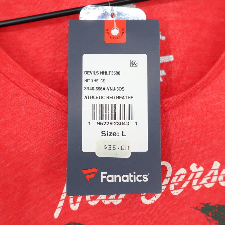 Fanatics New Jersey Devils NHL Womens Large Red Heather Graphic T-Shirt NWT
