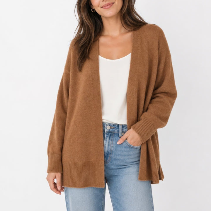 Madewell Womens XL Open Front Cardigan Sweater Camel Brown Merino Wool Alpaca