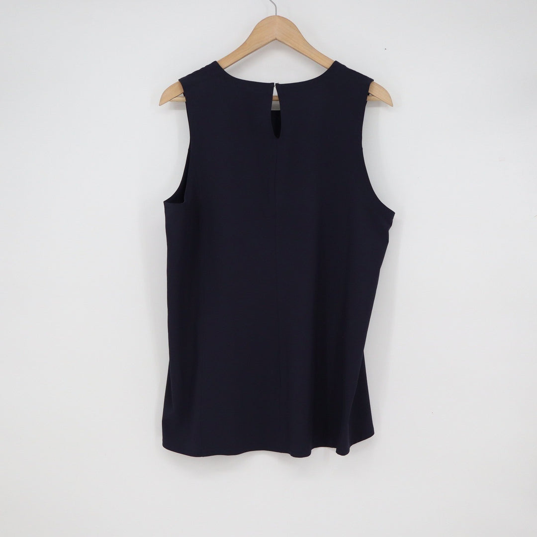 T by Talbots Womens Navy Blue Sleeveless Shell Top Stretch Keyhole Back L
