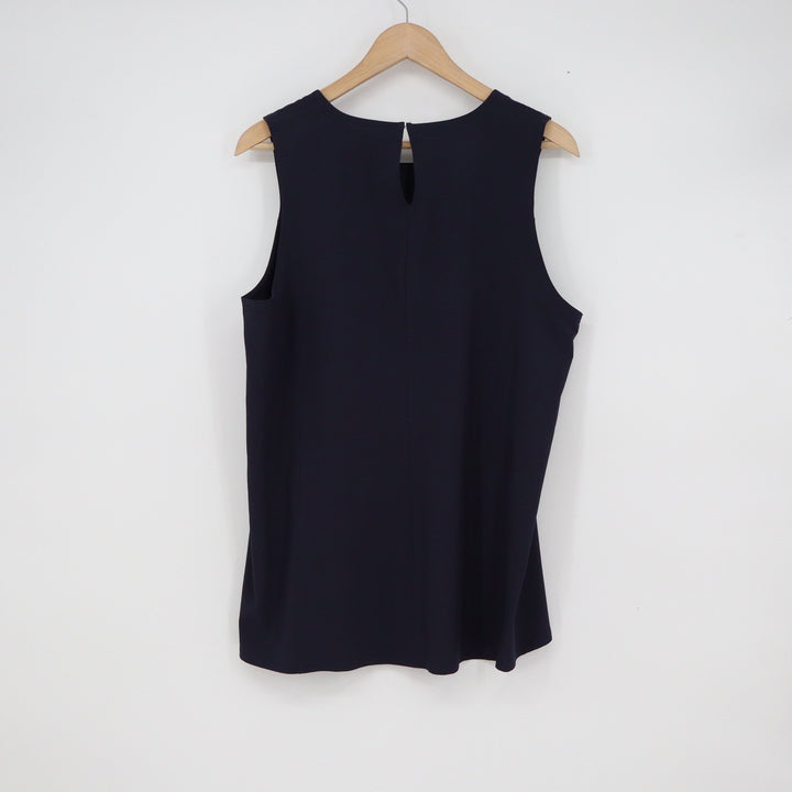 T by Talbots Womens Navy Blue Sleeveless Shell Top Stretch Keyhole Back L