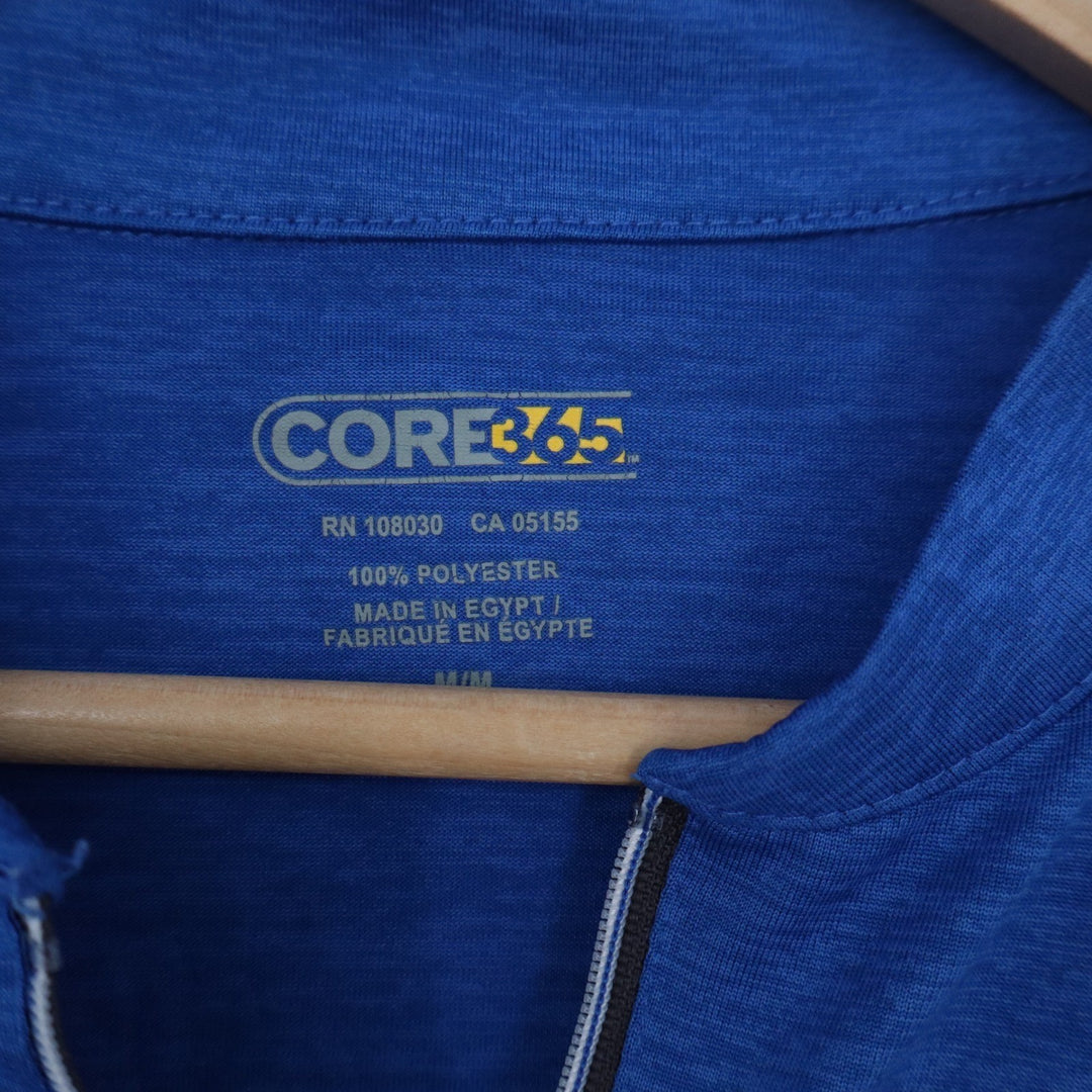 Core 365 Mens Abbott Logo Quarter Zip Pullover Blue Long Sleeve Size M