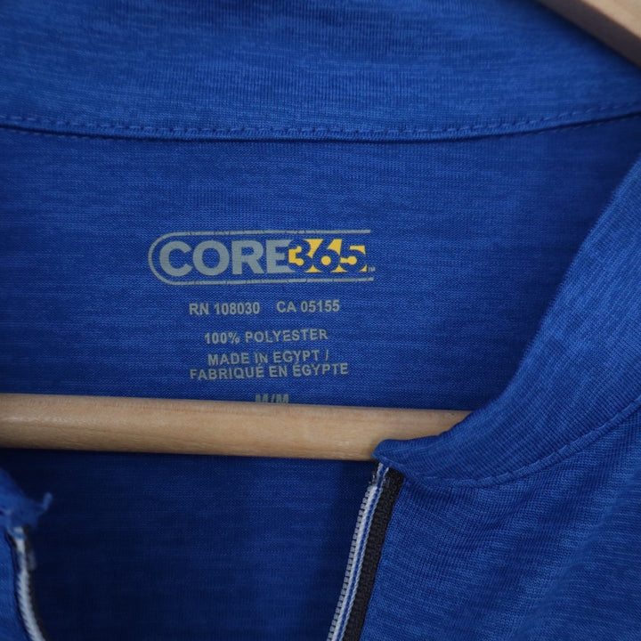 Core 365 Mens Abbott Logo Quarter Zip Pullover Blue Long Sleeve Size M