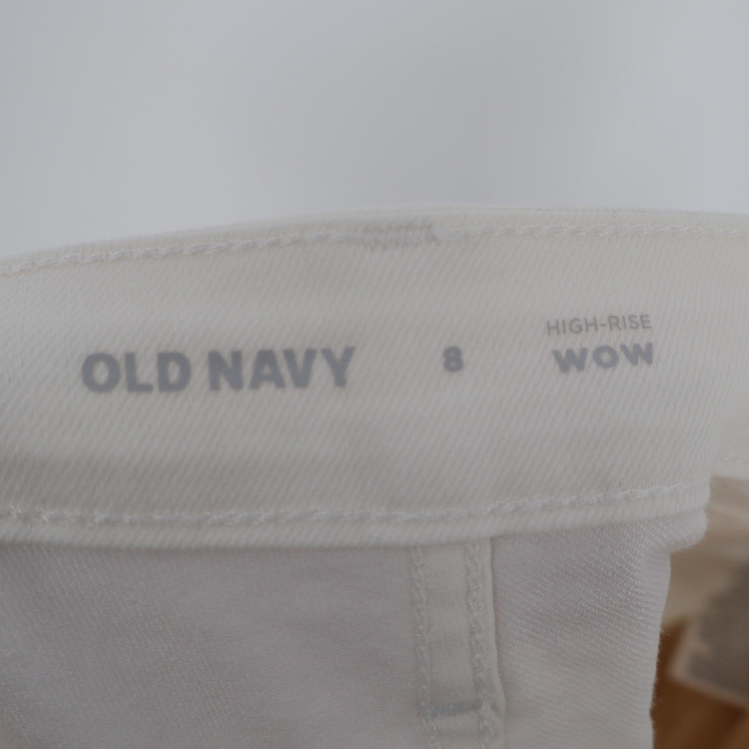 Old Navy Wow Shorts Womens 8 White Denim Cotton Stretch High Rise Street Wear