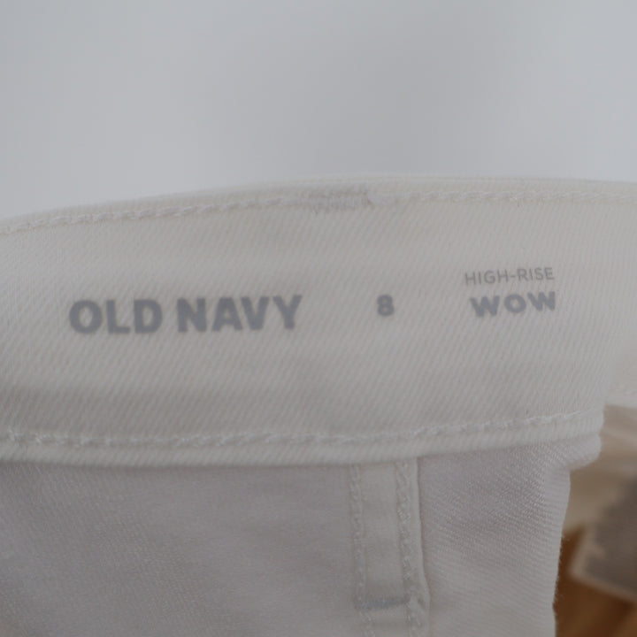 Old Navy Wow Shorts Womens 8 White Denim Cotton Stretch High Rise Street Wear