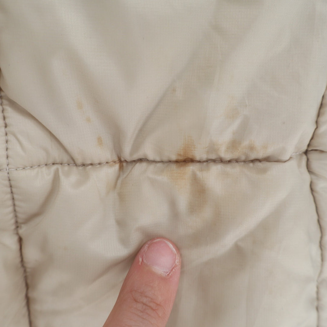 GAP Puffer Coat Womens XL Beige Full Zip Pockets Hooded Thumb Hole Long Sleeve