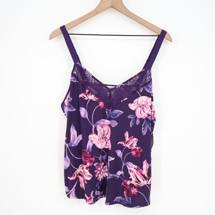 Linea Donatella 2-PC Pajamas Set Women XL Purple Floral Stretch Adjustable Strap