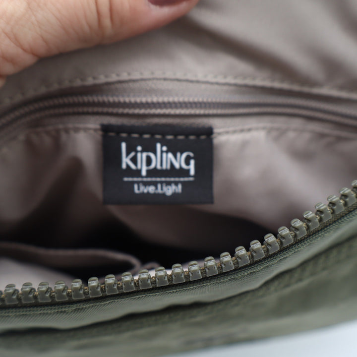 Kipling Olive Green Nylon Crossbody Bag Adjustable Strap