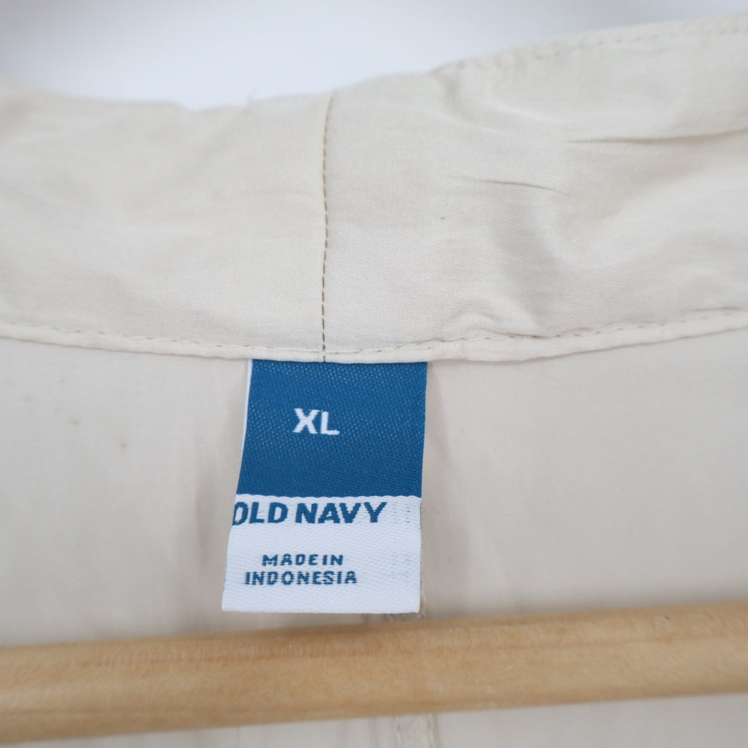 Old Navy Blouse Womens XL Beige Satin Pleated Long Sleeve Cross-Front V-Neck