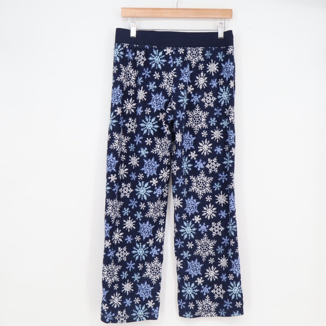 Nautica Womens Navy Blue Snowflake Fleece Pajama Pants Medium Holiday Lounge