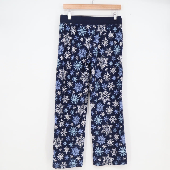 Nautica Womens Navy Blue Snowflake Fleece Pajama Pants Medium Holiday Lounge