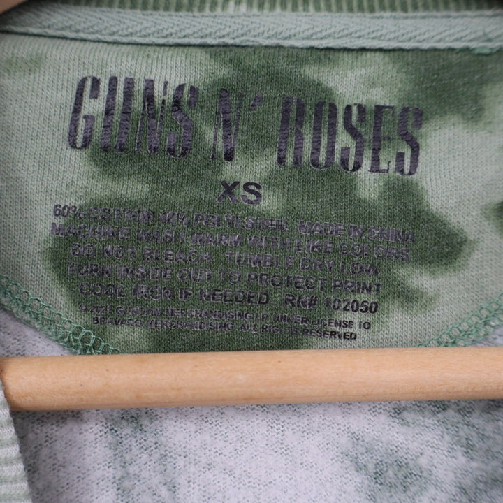 Guns N' Roses Americans Rock Band Sweatshirt Womens XS Green Gray Tie Dye Cotton