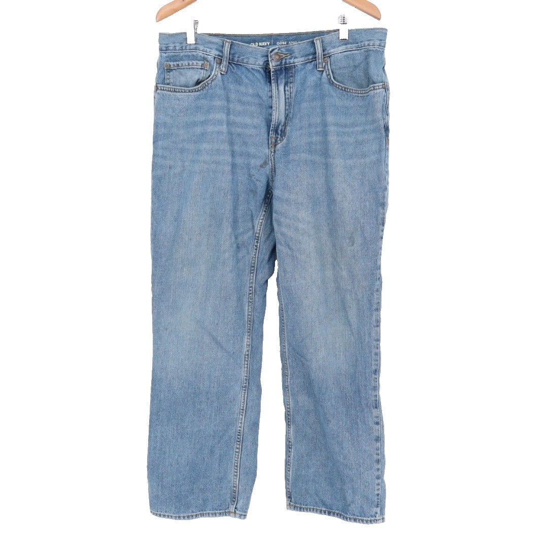 Old Navy Jeans Mens 36x30 Blue Denim Cotton Loose Ample Straight Leg Outdoor