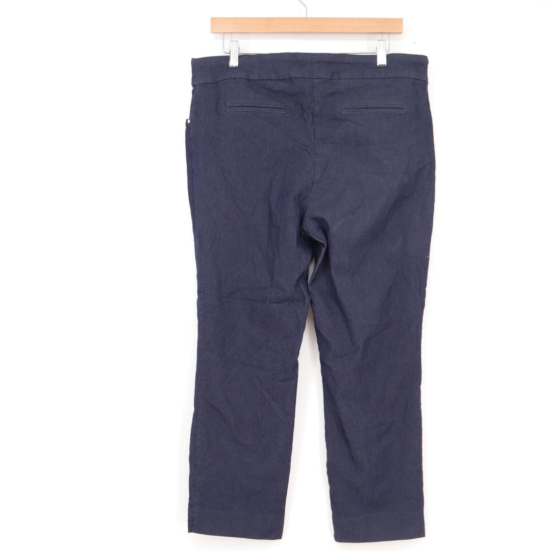 Hilary Radley Womens XL Navy Blue Pull On Straight Leg Cropped Stretch Pants