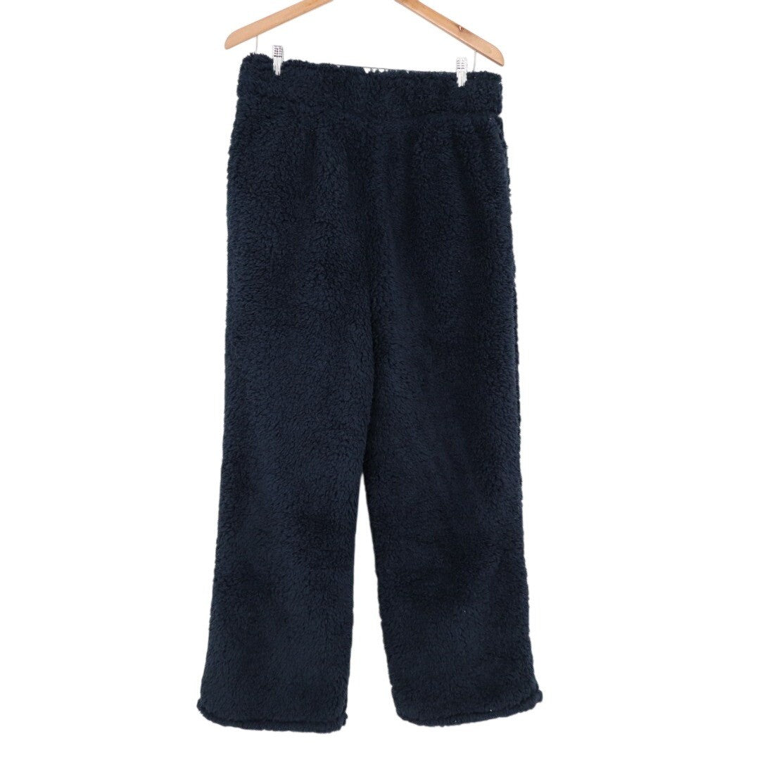 Tommy Hilfiger Sherpa Lounge Pants Womens Medium Navy Elastic Waist Wide Leg