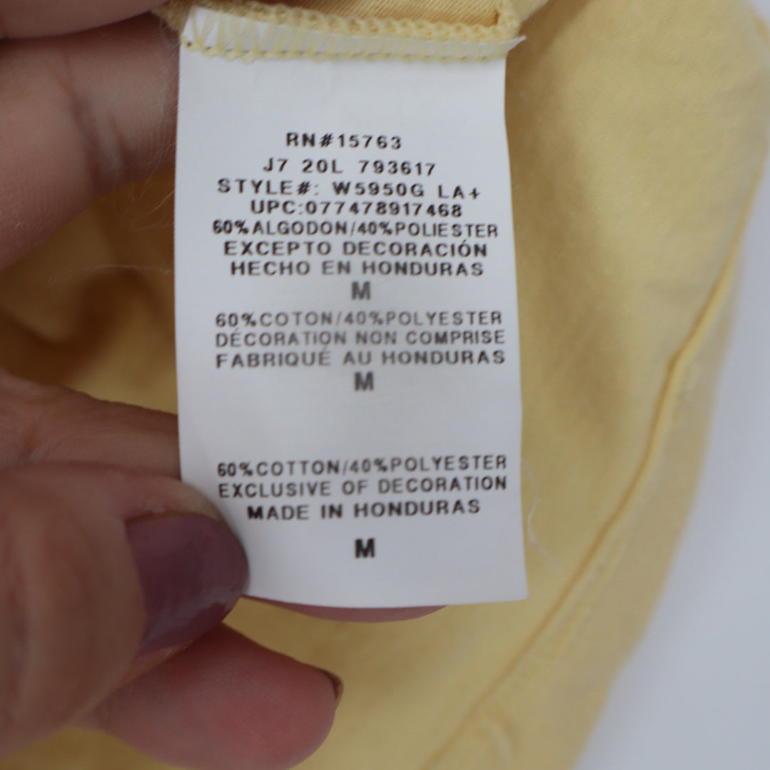 Champion Womens Script Logo T-Shirt Yellow Short Sleeve Boxy Fit Size M